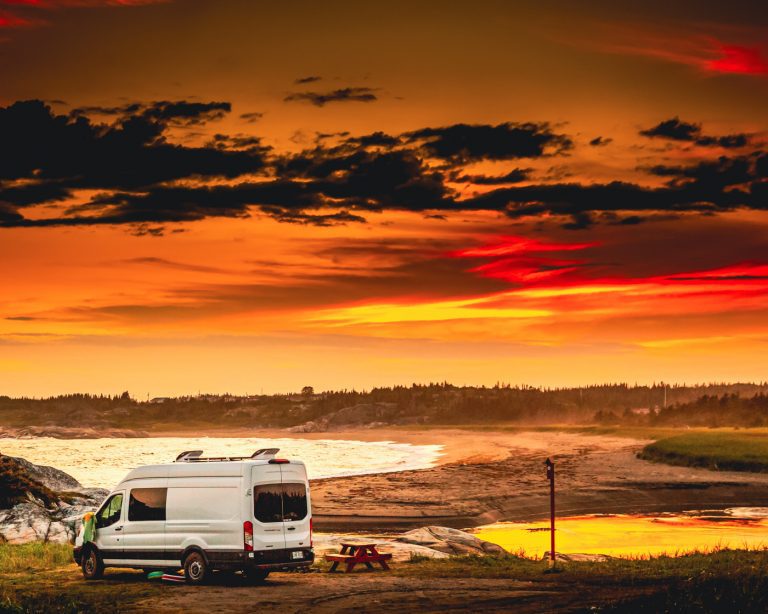 Motorhome at sunset