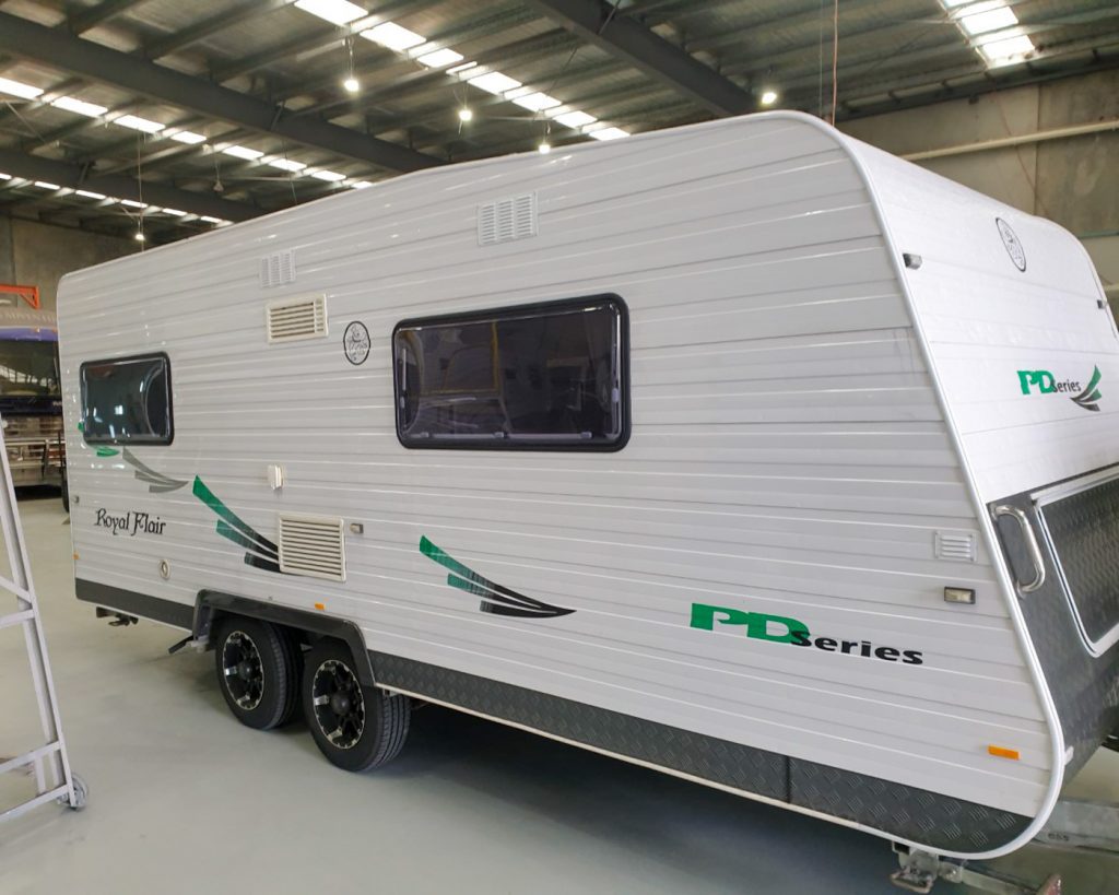 Side view of caravan