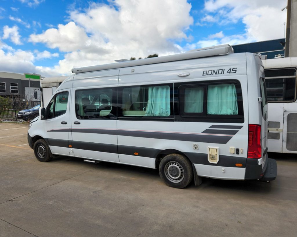 Side view of van motorhome